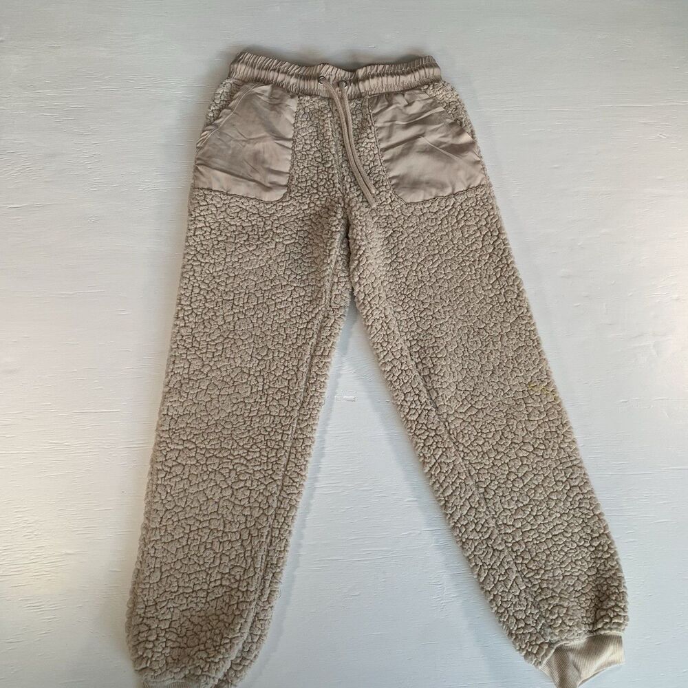 DEREK HEART High Rise Sherpa Jogger Pants Patch Pockets Size S Soft